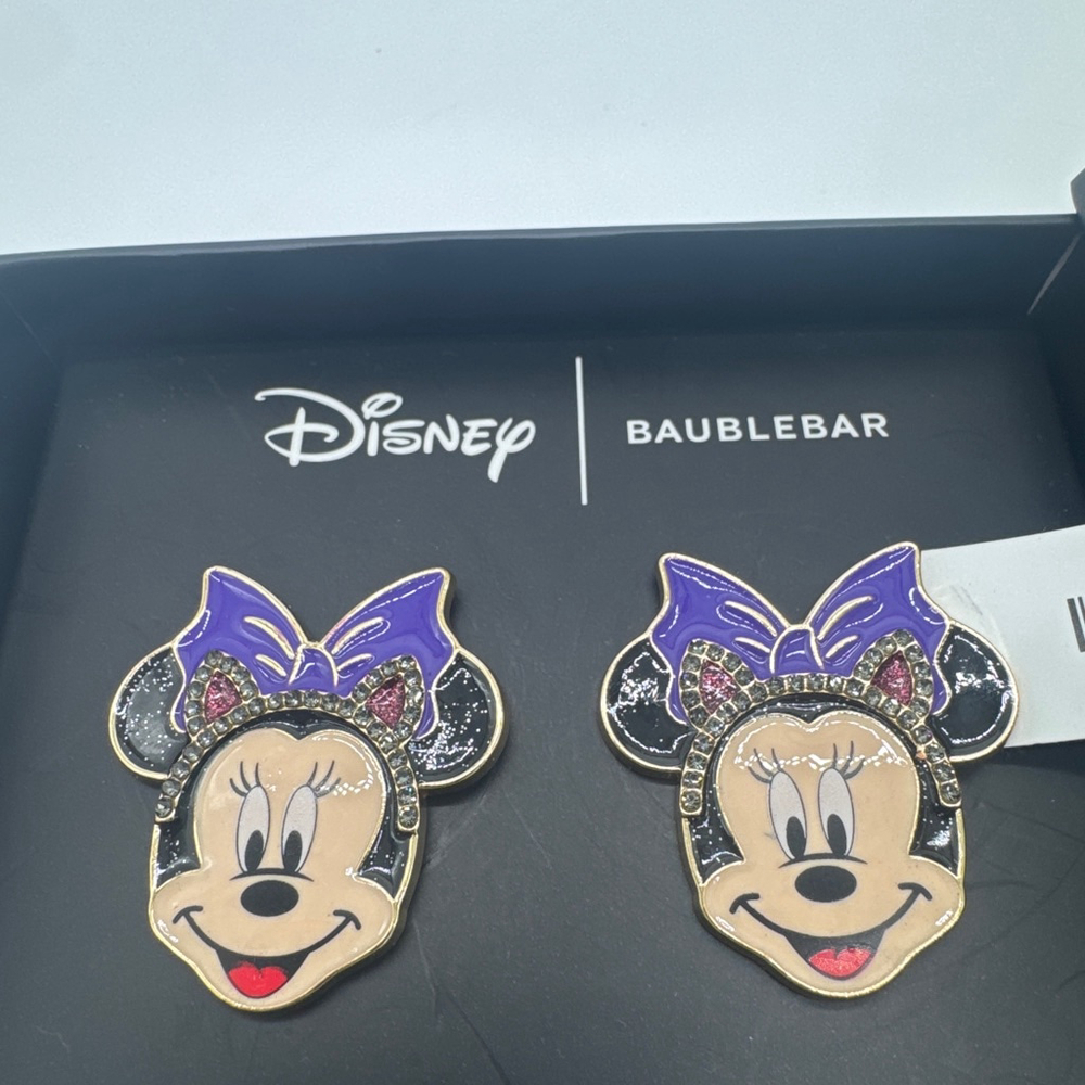 DISNEY x BaubleBar Minnie Mouse Black Purple Stud Earrings One Size